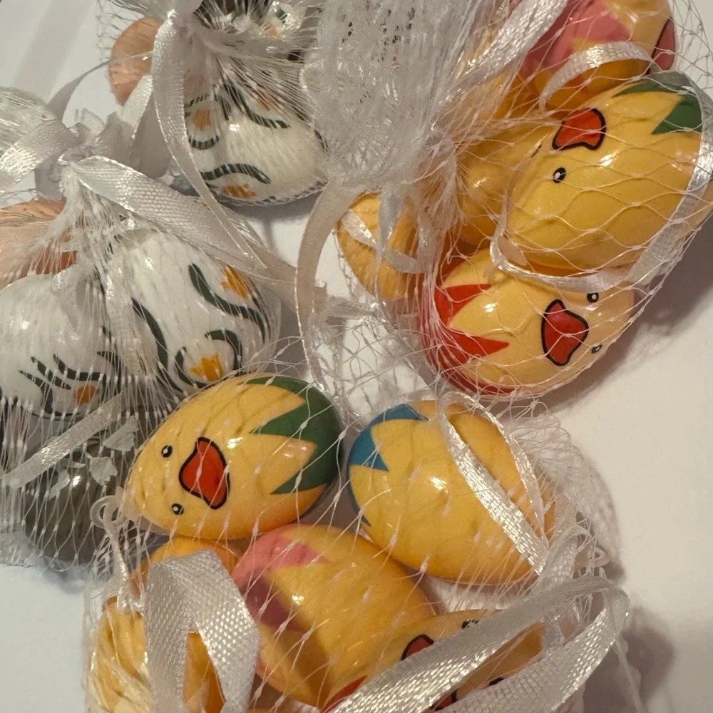 Cute Yellow Chick and Flower Printed Easter Ornaments